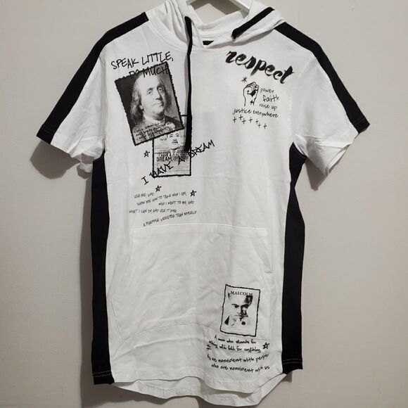 Rebel minds Mens Sz Small Malcolm x Martin luther king hoodie S/S white - Picture 1 of 10